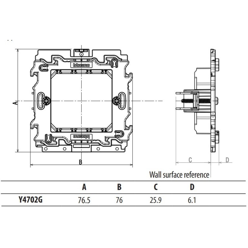Bastidor enlazable con garras Light Now Y4702G Bticino - Bricoelige