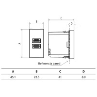 Cargador A+C Light Now Y_4191AC Bticino 1 módulo