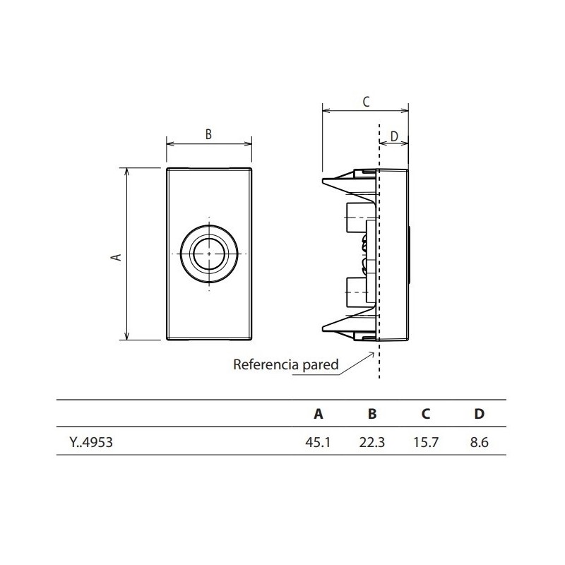 Salida de cables 1 módulo Light Now Y_4953 Bticino