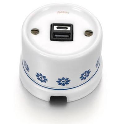 Cargador USB A+C Fontini Garby 30766612 cenefa azul