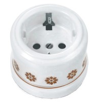 Enchufe 2P+T Sin Paso de cable Fontini 30202635 Cenefa Marrón