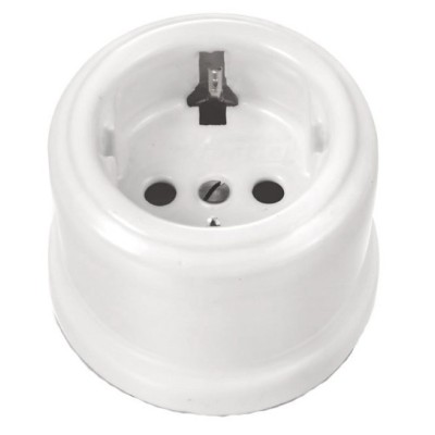 Enchufe 2P+T Fontini Garby 30202175 Porcelana Sin Paso de cable