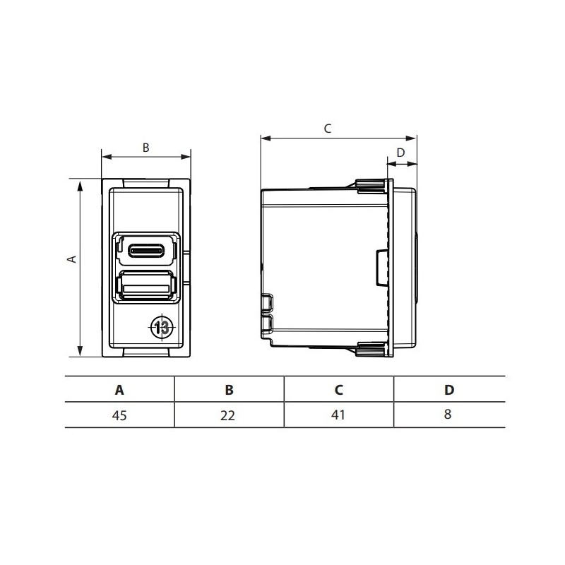 Cargador USB C+C 1 Módulo Bticino Living Now K4191CC