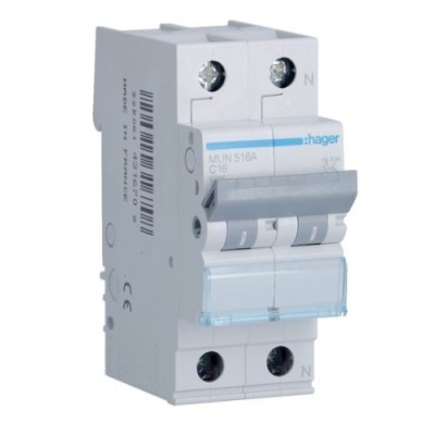 Automático magnetotérmico 1P+N 16A MUN516A Hager