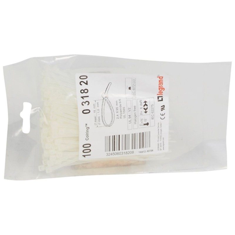 Bridas Color Blanco 2,4x95 mm Legrand 031820