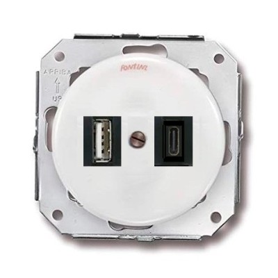 Cargador USB A+C Garby Colonial 31766172 Porcelana blanca