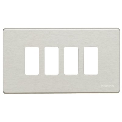 Placa 4 mecanismos BTicino Magic Aluminio 504/4/AL