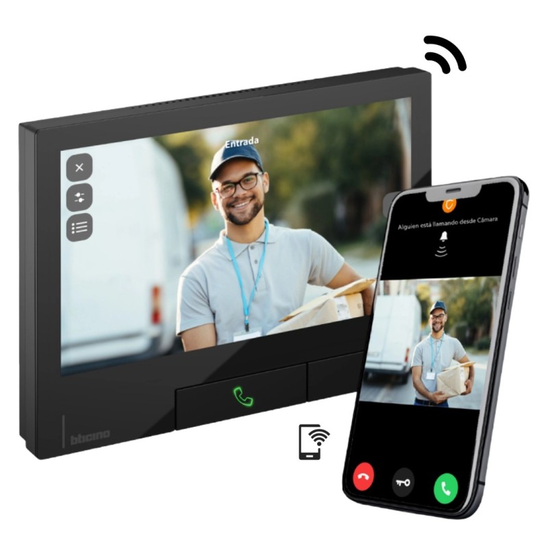 Monitor Videoportero WiFi 2 Hilos Classe 300X Negro Bticino Tegui 344743