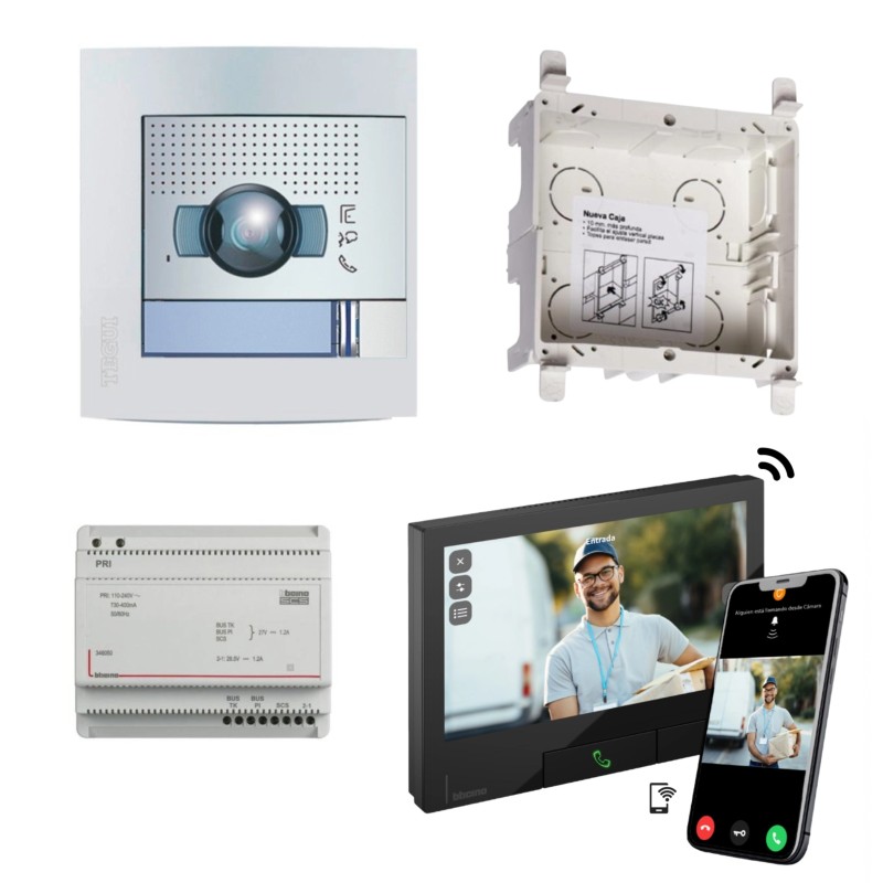 Kit Videoportero Empotrar Wifi Classe 300X Negro Bticino Tegui 377143