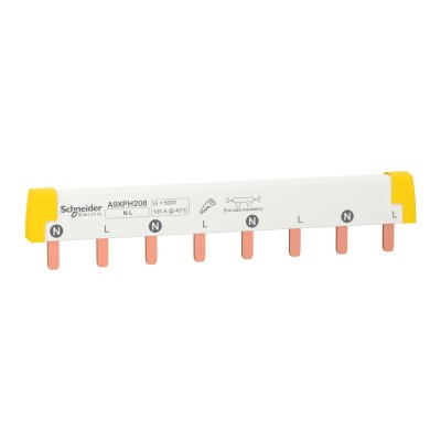 Peine de conexión bipolar Schneider 8 módulos Acti9 A9XPH208