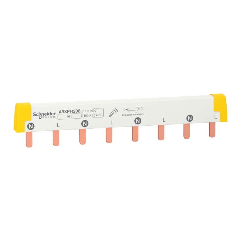 Peine de conexión bipolar Schneider 8 módulos Acti9 A9XPH208