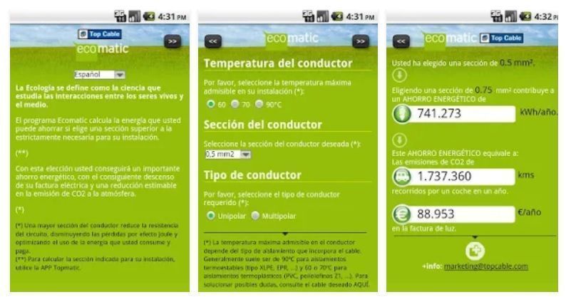 Apps para electricistas. Ecomatic