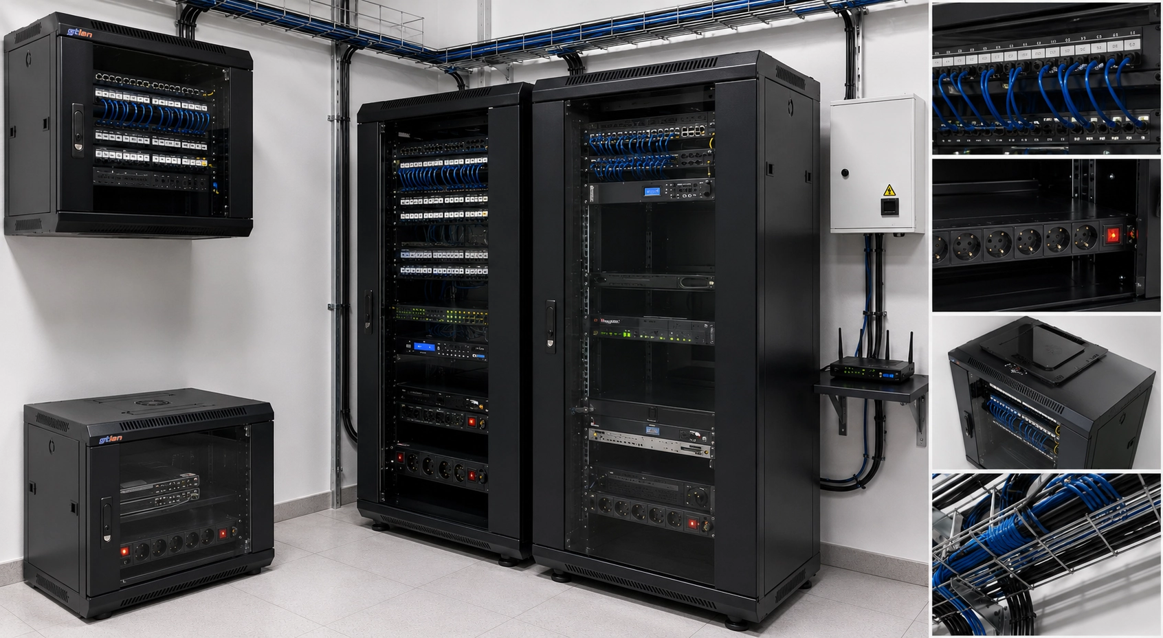 Cajas de mecanismos eléctricos y Cajas de superficie Armarios Rack