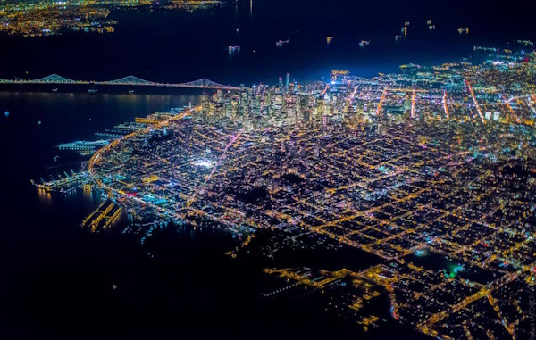 Fotografías nocturnas de San Francisco desde el aire